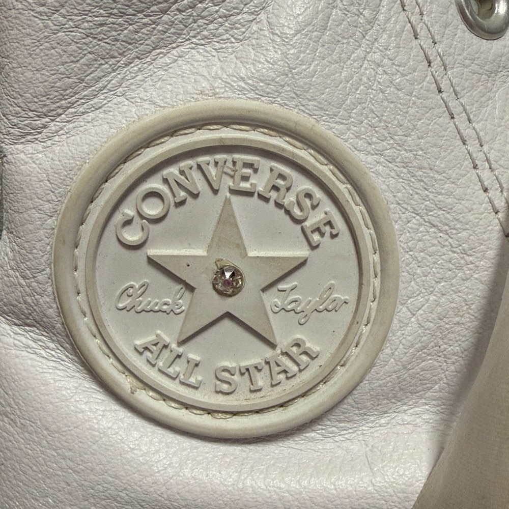 Custom White Converse High Tops Swarovski Crystal Encrusted Women’s 9 - Picture 4 of 8